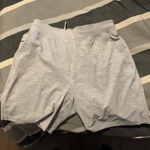 Grey Lululemon 7 inch liner less shorts